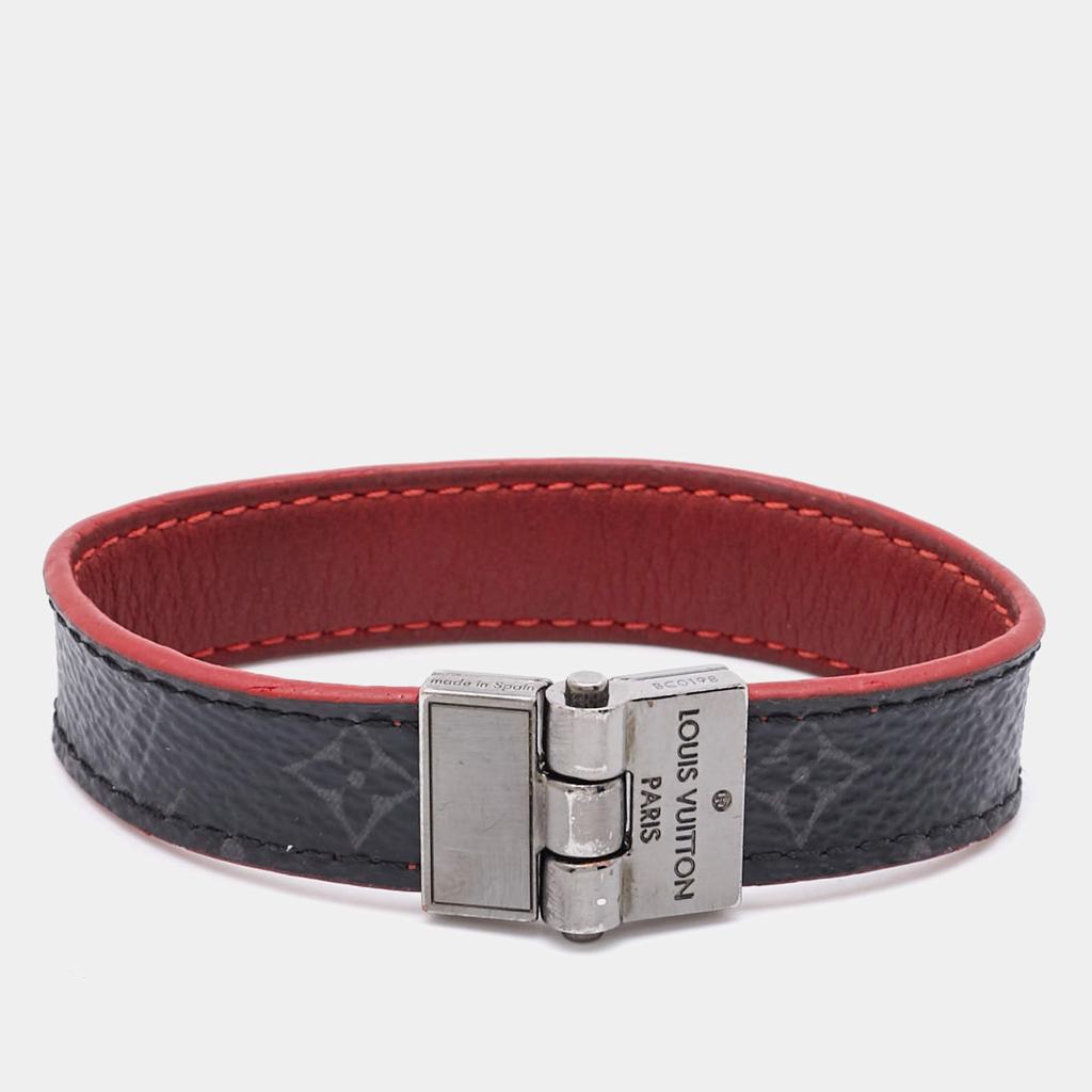 Louis Vuitton Louis Vuitton Canvas Leather Gunmetal Tone Reversible Wrap Bracelet