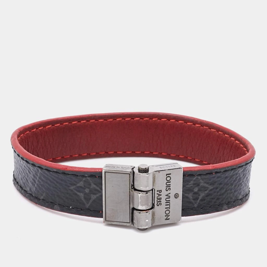 Louis Vuitton Louis Vuitton Canvas Leather Gunmetal Tone Reversible Wrap Bracelet 1