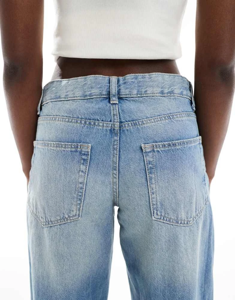 Bershka Bershka baggy wide leg jeans in light blue 5