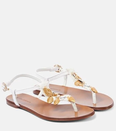 Dolce 
Gabbana Embellished leather thong sandals 1