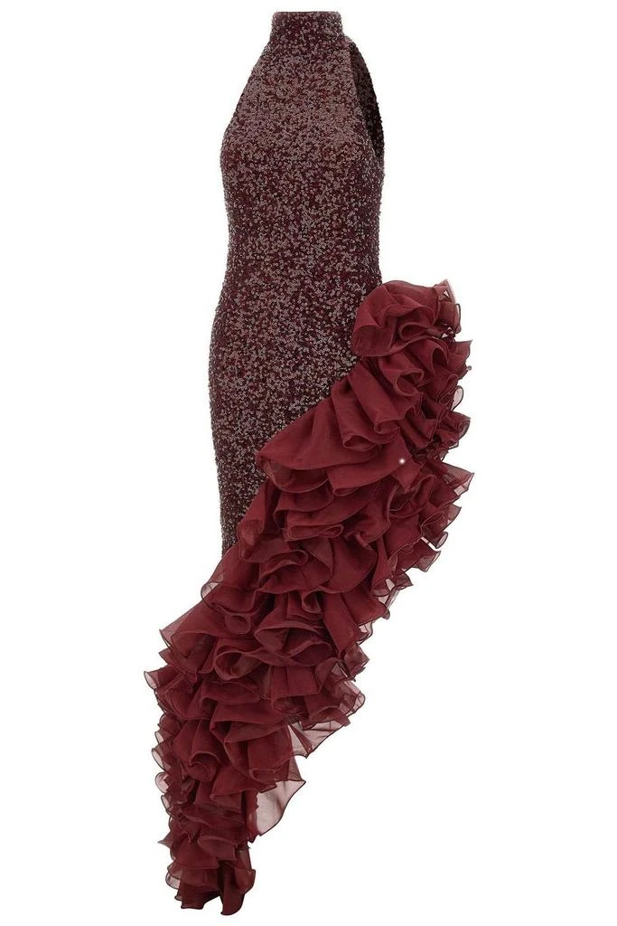 ROTATE Birger Christensen ROTATE Sequin Embellished Midi Ruffle Dress 1
