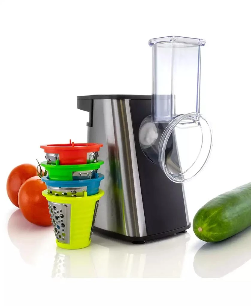 MegaChef 4 in 1 Stainless Steel Electric Salad Maker, Salad Shooter, Shredder, Slicer, Chopper and Shooter 5