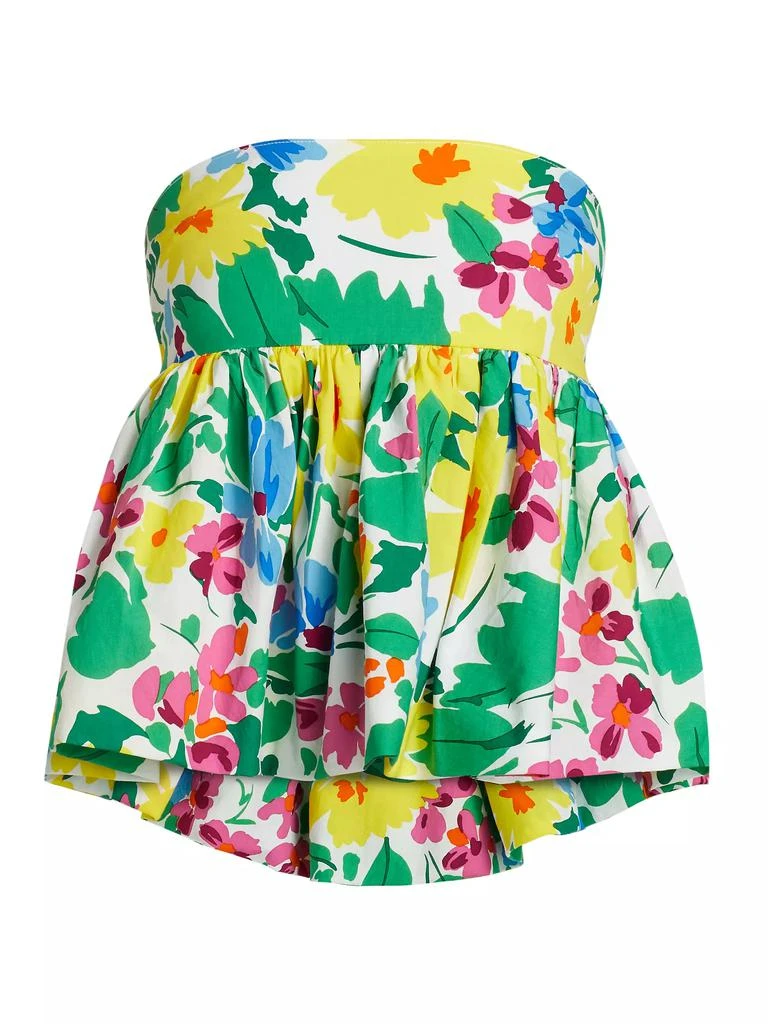 SWF Floral Cotton Strapless Peplum Top 1
