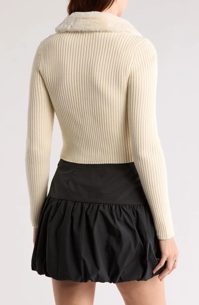 Cotton Emporium Faux Fur Collared Zip Sweater 2