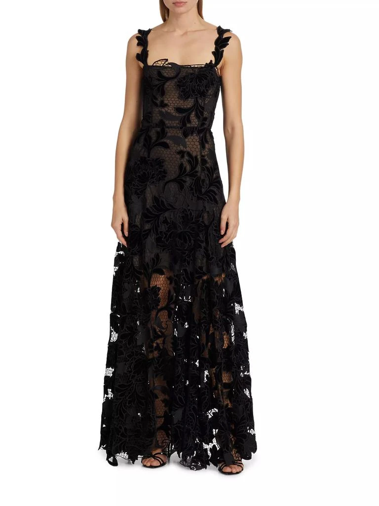 Oscar de la Renta Velvet Floral-Embroidered Guipure Lace Gown - Dresses &  Skirts - Free Shipping - BeyondStyle