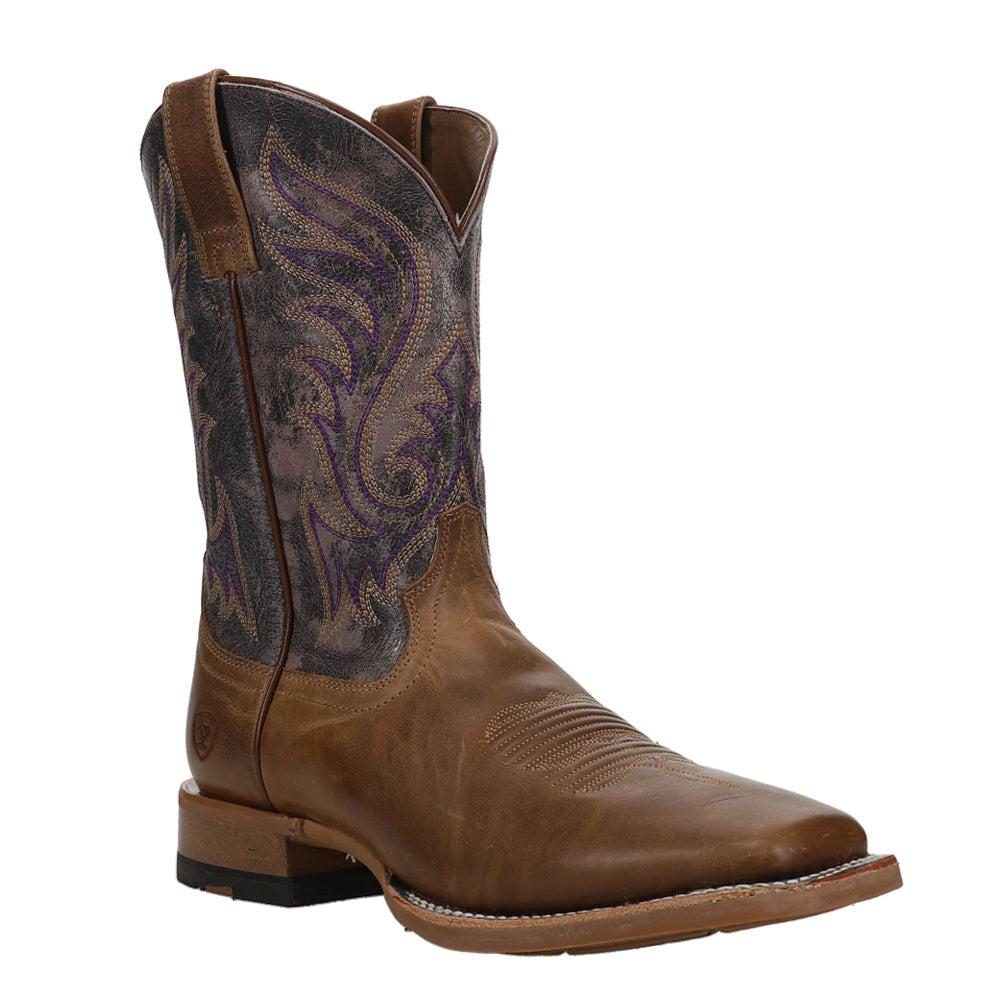 Ariat Cattle Call Embroidered Square Toe Pull On Cowboy Boots