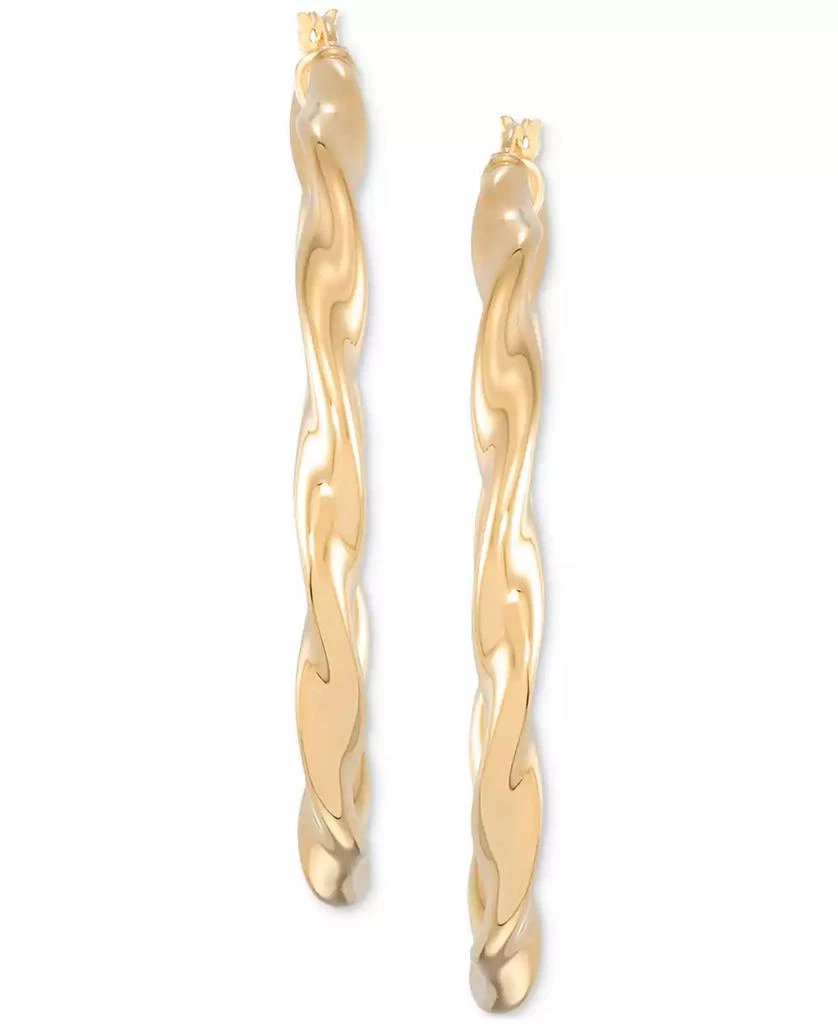 Simone I. Smith Twisted Hoop Earrings in 18k Yellow Gold Over Sterling Silver (45mm) 3