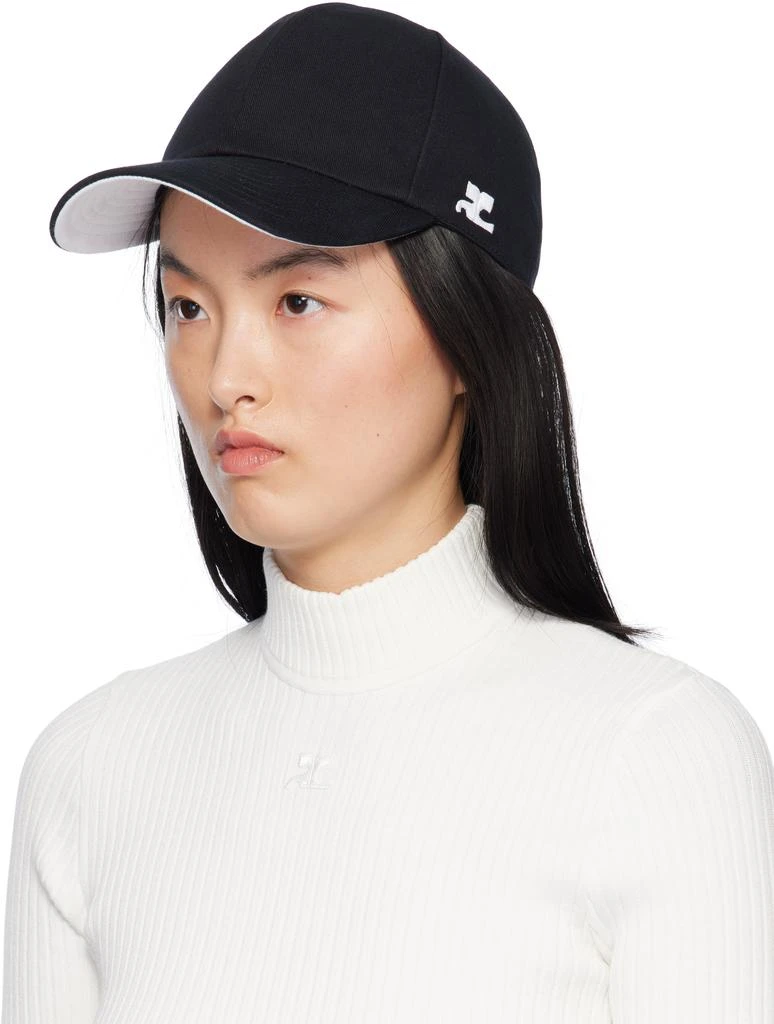 Courrèges Black Signature 'AC' Cotton Cap 4