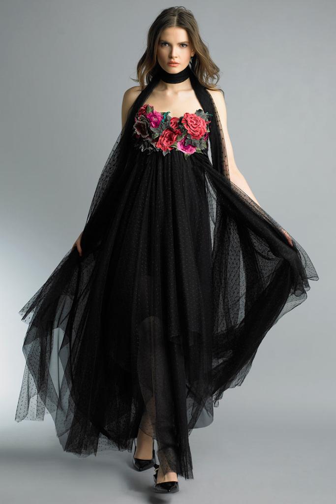 Basix Black Label Uneven Length Floral Embellished Dress