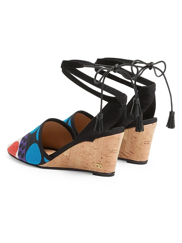 Valentino La Cruisette Wedges in 75MM Optical Pois Canvas 3