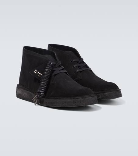 Clarks desert black suede online