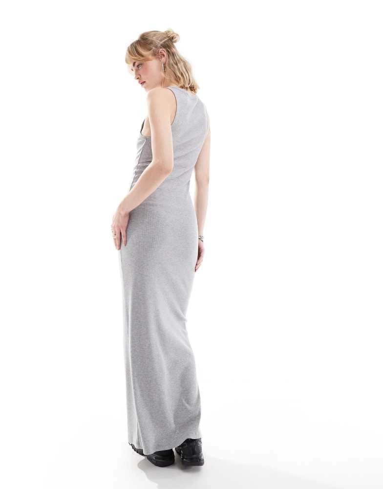 COLLUSION COLLUSION festival rib vest maxi dress in grey 4