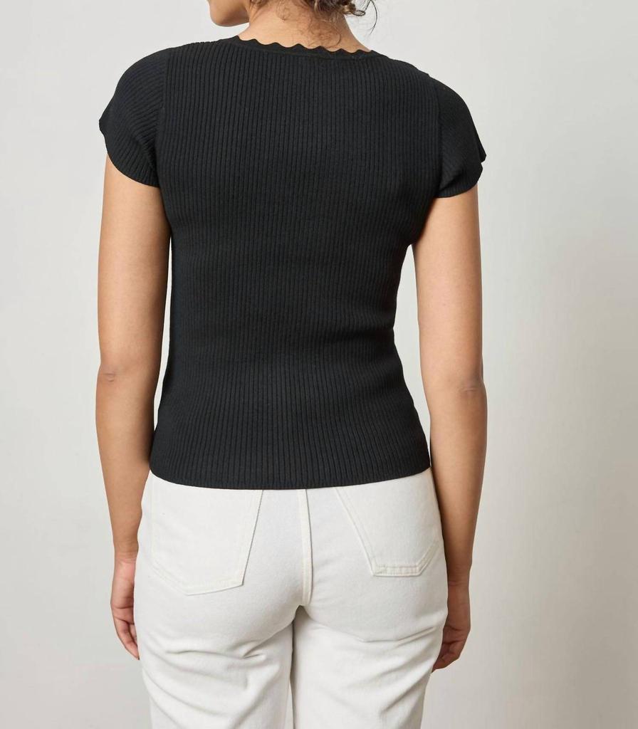 Lilla P Lilla P - Cap Sleeve Scallop Neck Sweater
