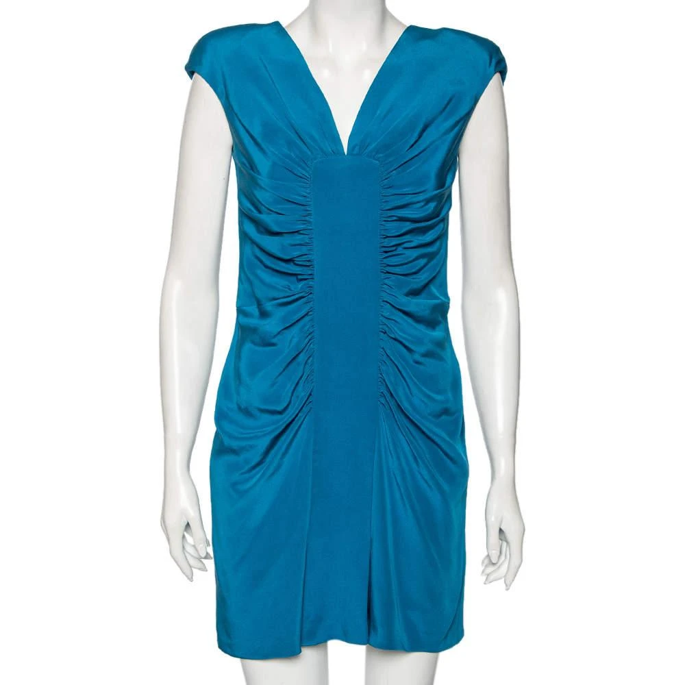 Elie Saab Blue Silk Ruched Detail Short Dress M  On Sale Now with Up to  74% Off | Discover Exclusive Deals & Savings at BeyondStyle  Authentic Elie  Saab Women|Women's Clothes|Dresses