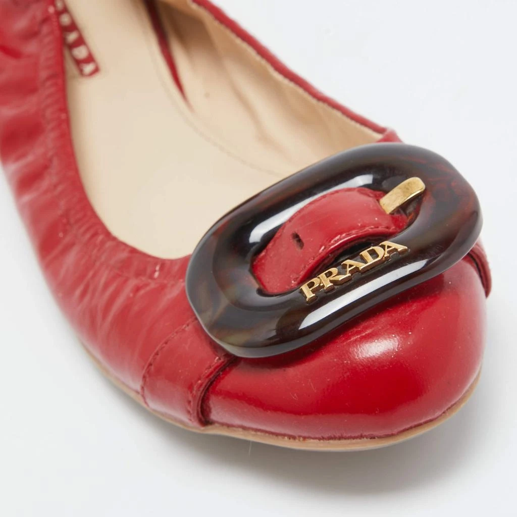Prada Prada Sport Red Patent Leather Buckle Ballet Flats Size 39 7