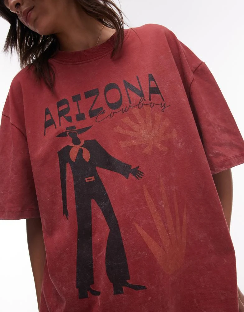 Topshop Topshop graphic Arizona holiday oversized tee in burgundy 4