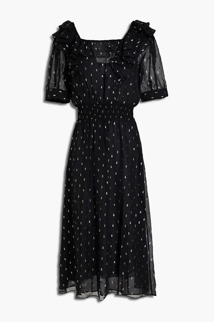 ba&sh Romeo ruffled metallic fil coupé georgette midi dress 1