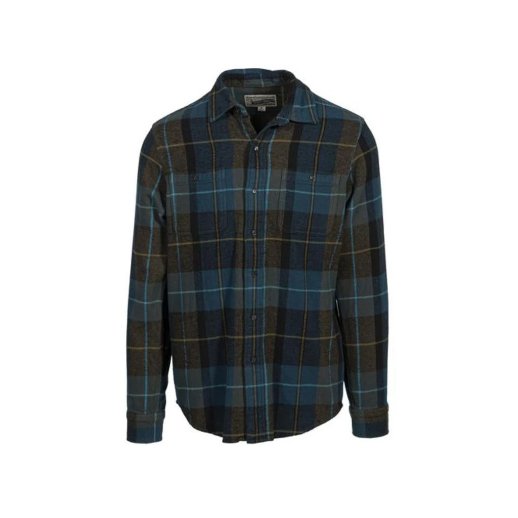 Schott Plaid Cotton Flannel Shirt In Blue/green 1