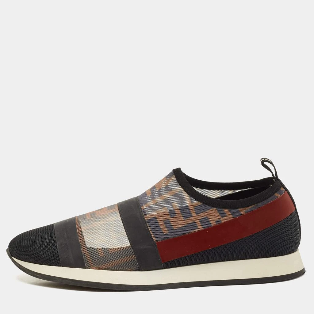 Fendi Fendi Multicolor Zucca Mesh And Leather Colibri Slip On Sneakers Size 39 1