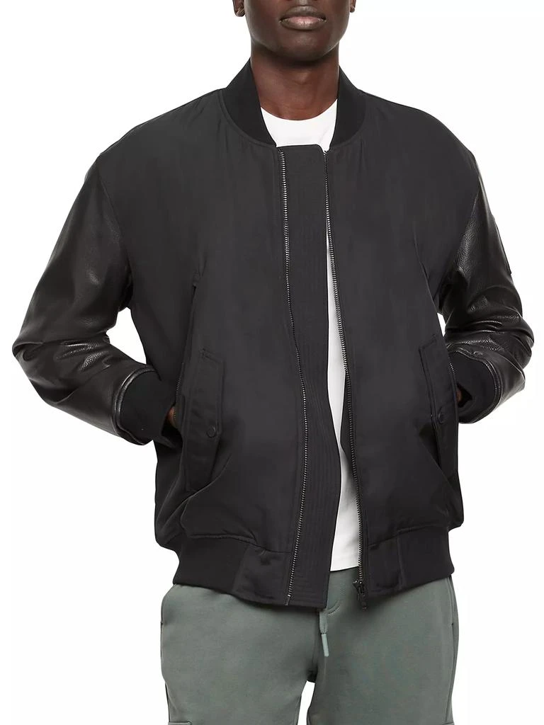 Moose Knuckles Montclair Leather-Sleeve Bomber Jacket 3