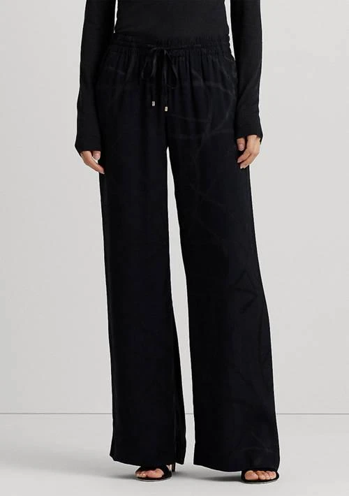 Ralph Lauren Belting-Motif Jacquard Wide-Leg Pants