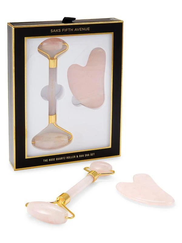 Saks Fifth Avenue Rose Quartz Roller & Gua Sha Set 1