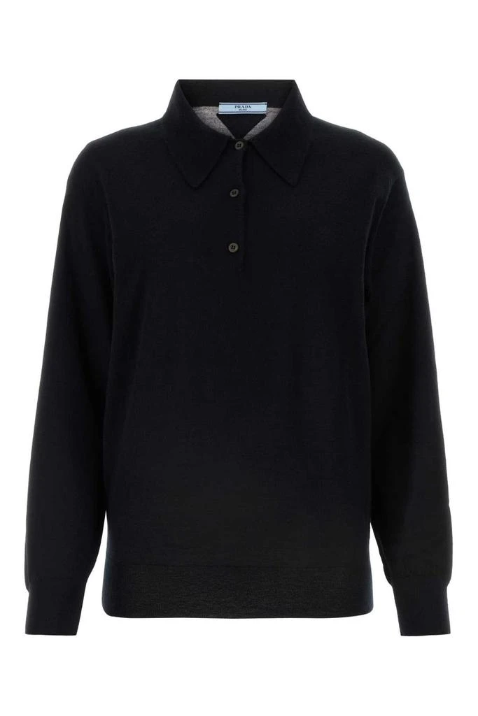 Prada Prada Long Sleeved Knitted Polo Shirt 1