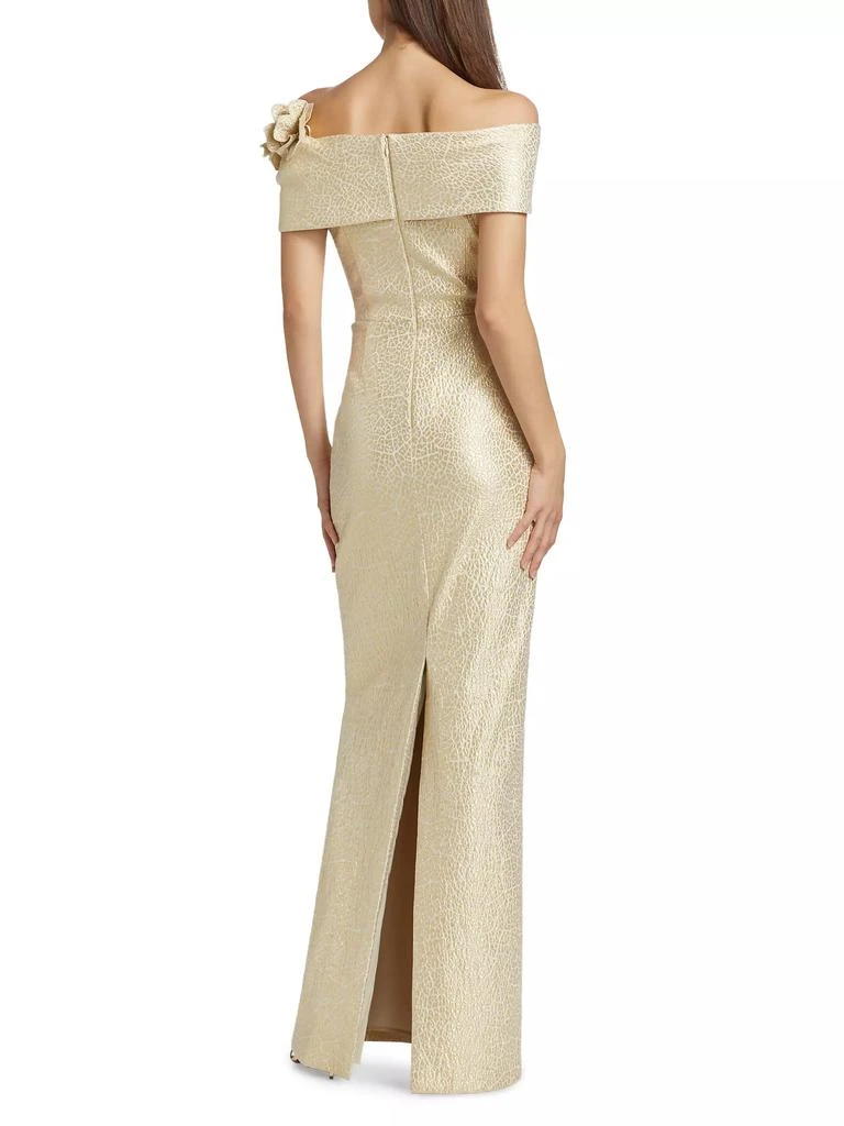 Teri Jon Off-the-Shoulder Jacquard Column Gown 5