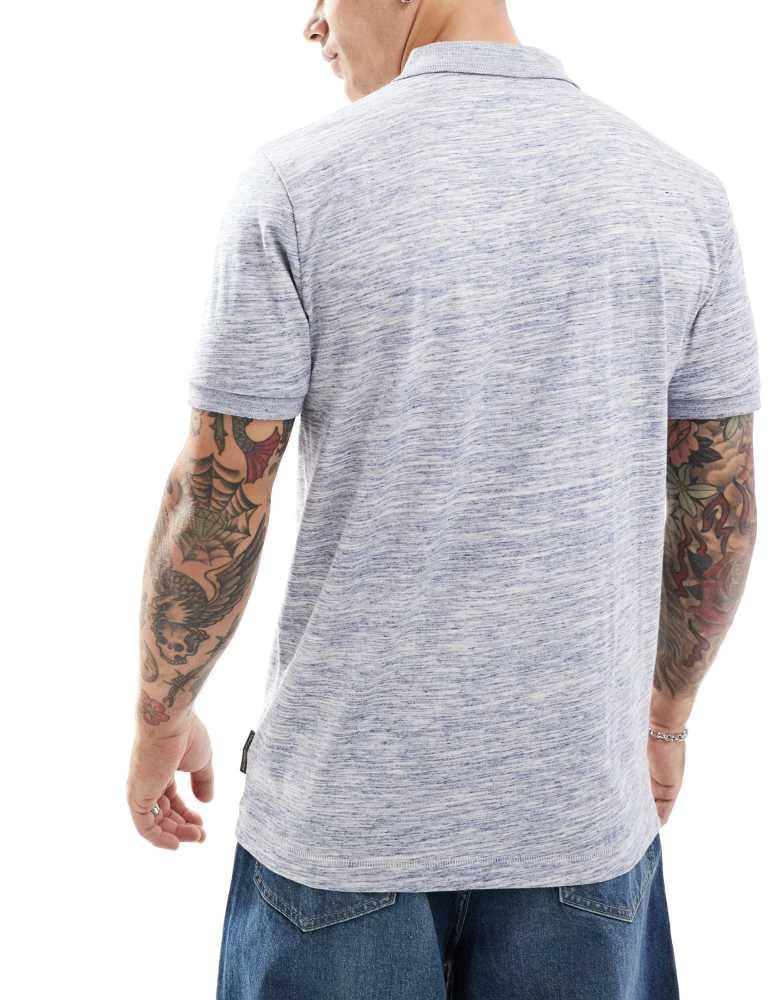 French Connection Mens French Connection injection polo in light blue melange 3