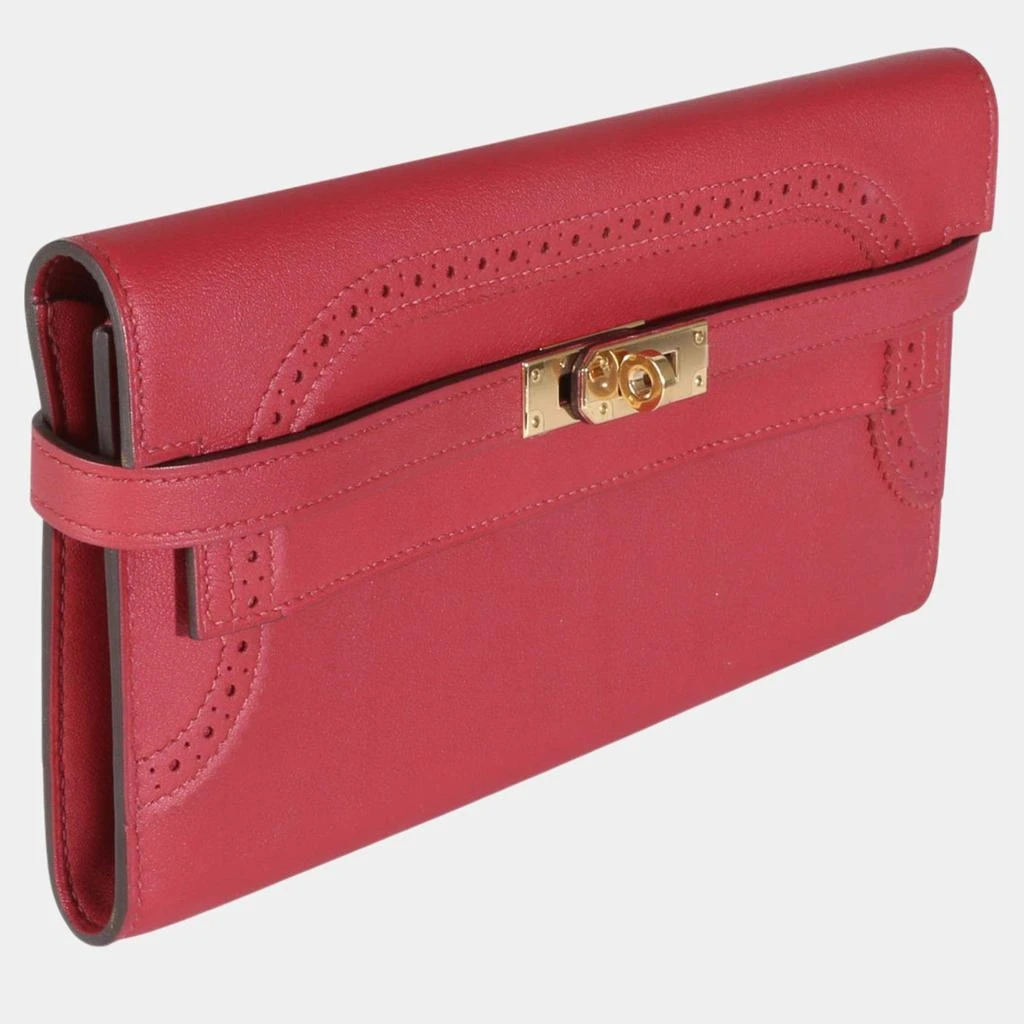 Hermes Hermes Rouge Grenat Swift Ghillies Kelly Longue Wallet GHW 2
