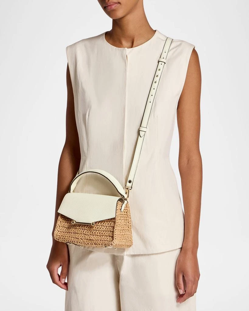 Strathberry Mosaic Nano Raffia & Leather Top-Handle Bag 5