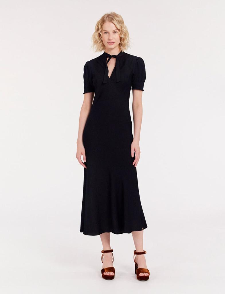 INES DE LA FRESSANGE PARIS Navy blue long cherry dress