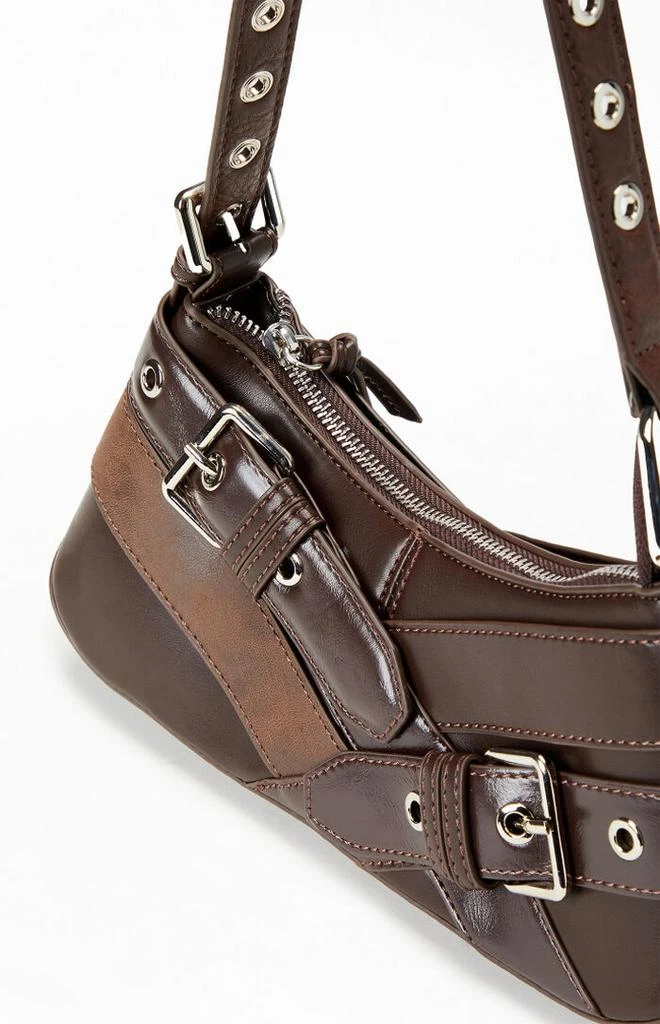 PacSun Brown Faux Leather Cross Buckle Shoulder Bag 4