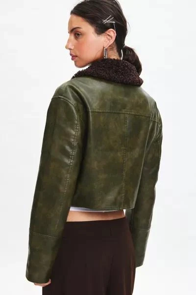 BDG BDG Janine Faux Leather Cropped Aviator Jacket 4