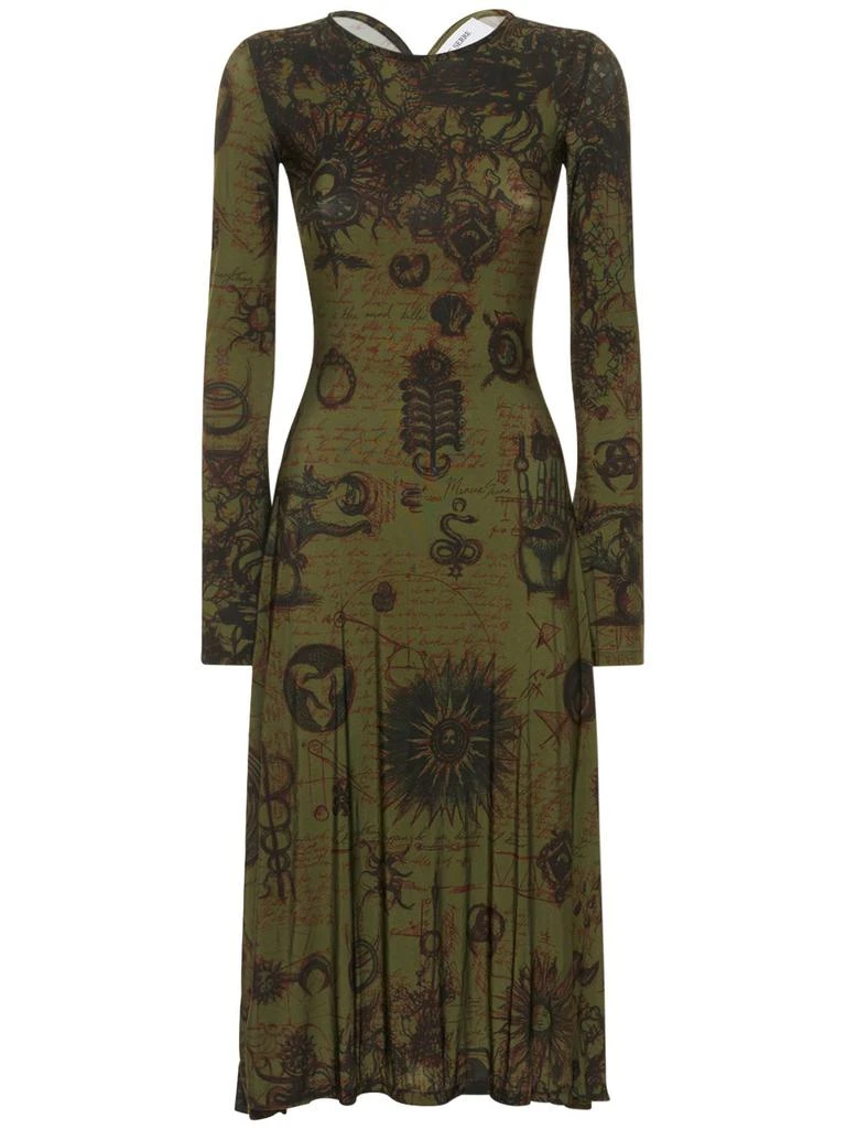 MARINE SERRE Printed Fluid Viscose Jersey Midi Dress 1