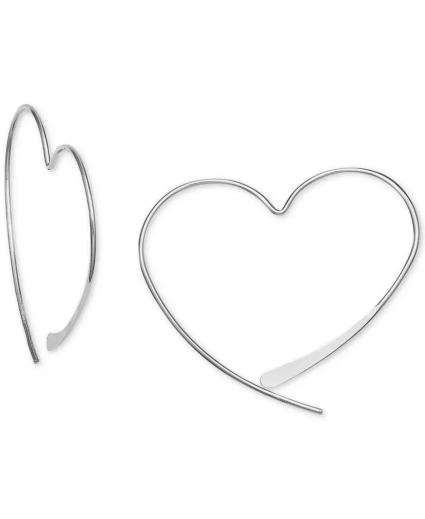 Giani Bernini Wire Heart Threader Earrings in Sterling Silver, Created for Macy's 1