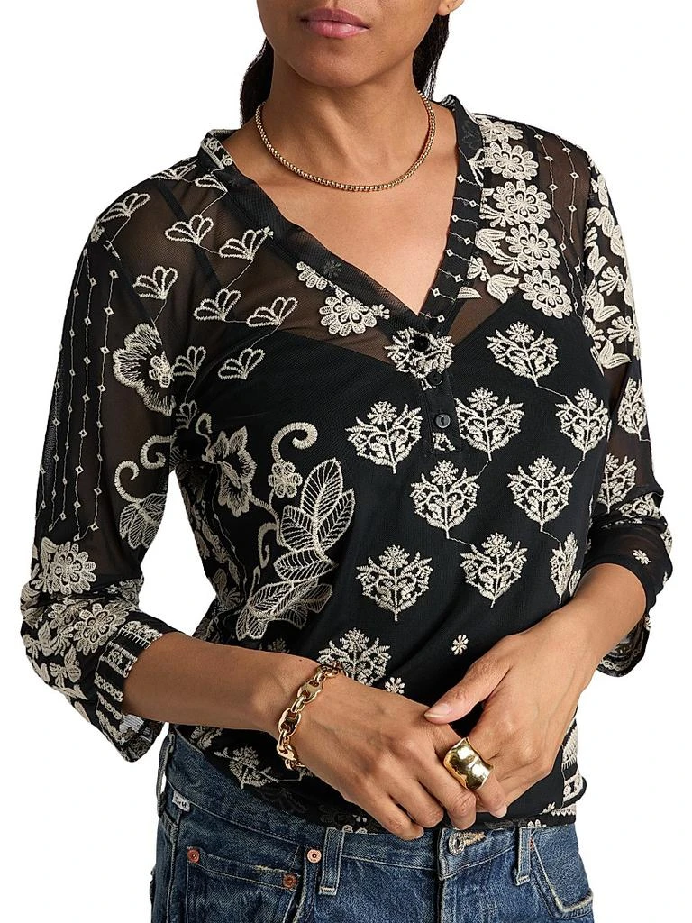 Johnny Was Wilma Printed Mesh Top 6