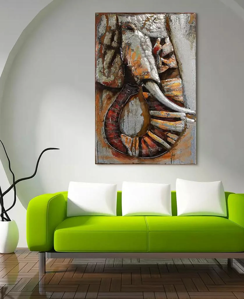 Empire Art Direct Elephant Mixed Media Iron Hand Painted Dimensional Wall Art, 60" x 40" x 2.8" 3