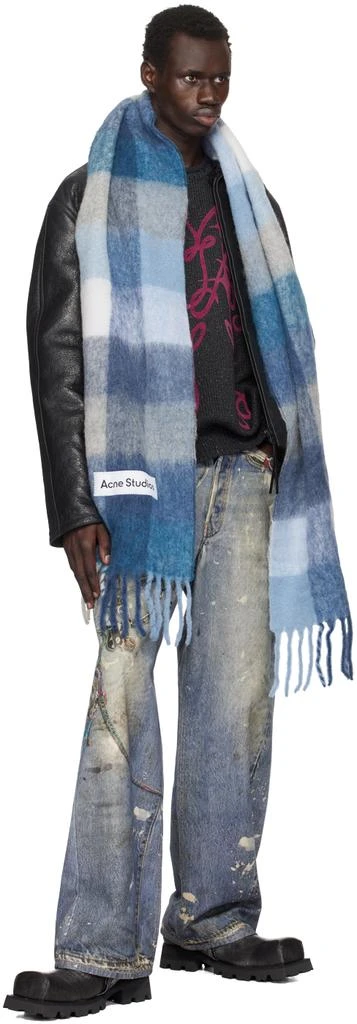 Acne Studios Blue Mohair Checked Scarf 3
