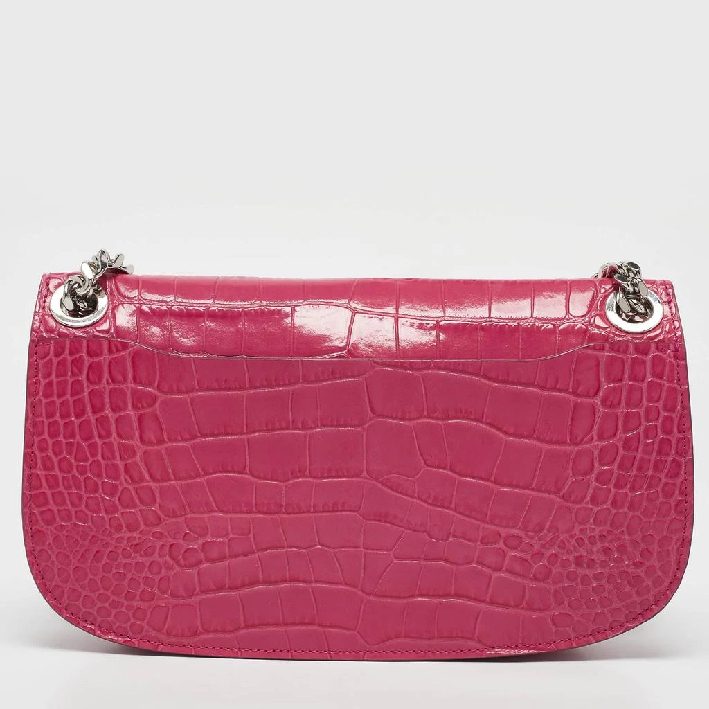 Michael Kors Michael Kors Fuchsia Croc Embossed Leather Christie Envelope Shoulder Bag 4