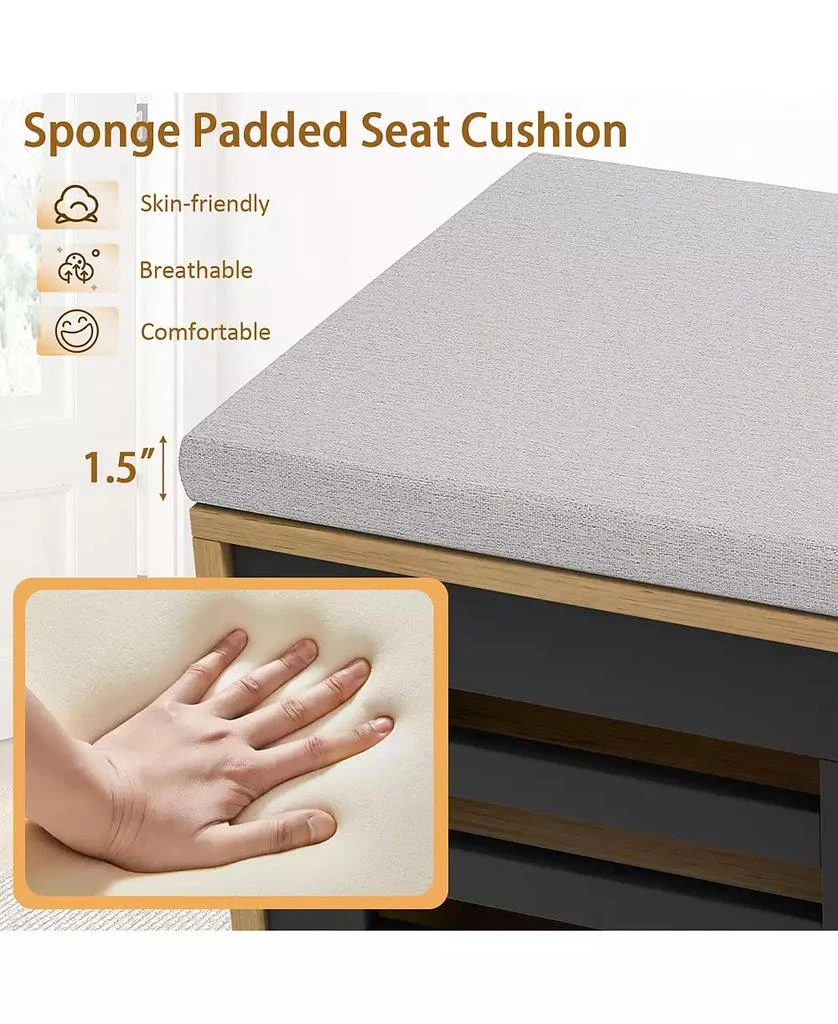 Costway Shoe Storage Bench with Cushion and Shoe Rack Organizer for Entryway 6