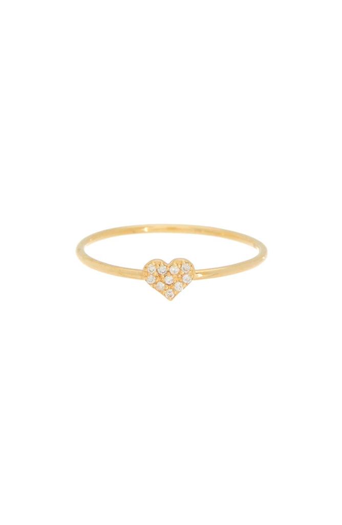 Bony Levy 18K Yellow Gold Pavé Diamond Petite Heart Ring - 0.07ct.