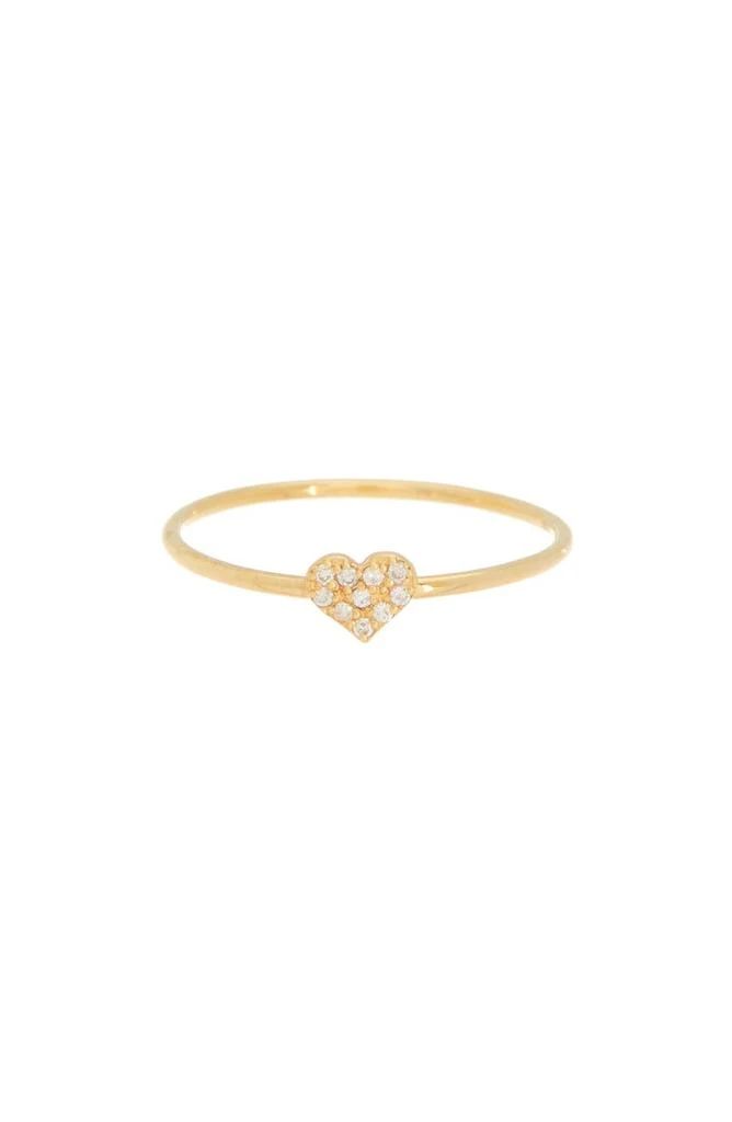 Bony Levy 18K Yellow Gold Pavé Diamond Petite Heart Ring - 0.07ct. 1