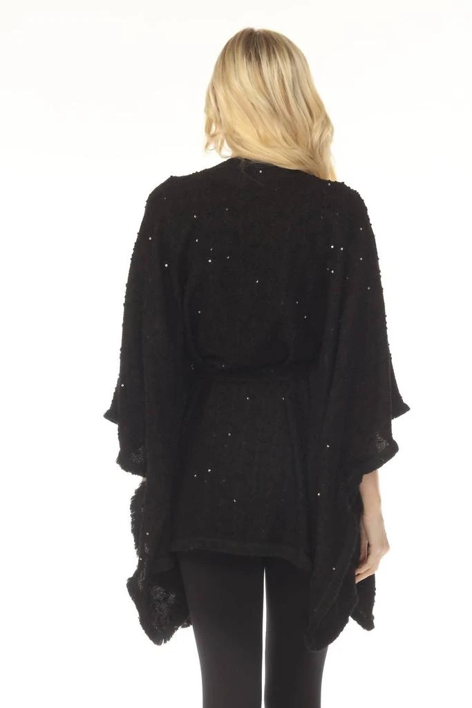 JOSEPH RIBKOFF Sequined Bouclé Belted Cover Up In Black 2