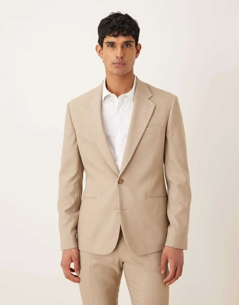 ASOS ASOS DESIGN skinny suit jacket in stone microtexture