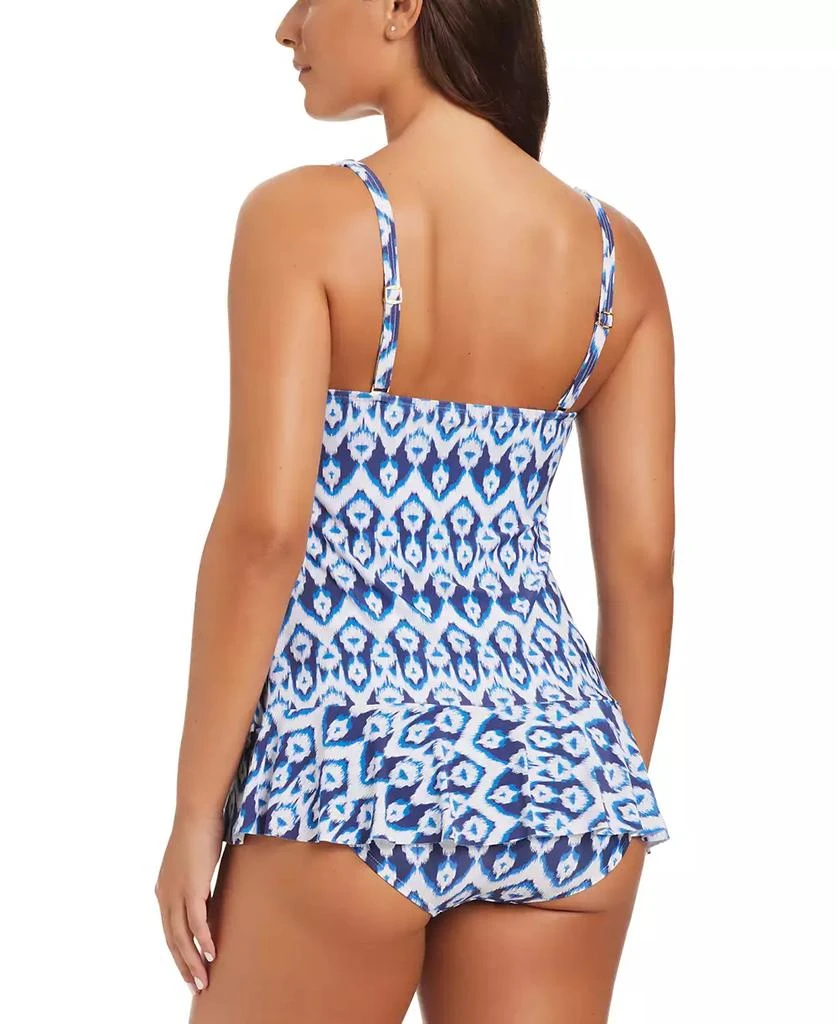 Beyond Control Women's Fine Ikat Ring Ruffle Swim Dress 2