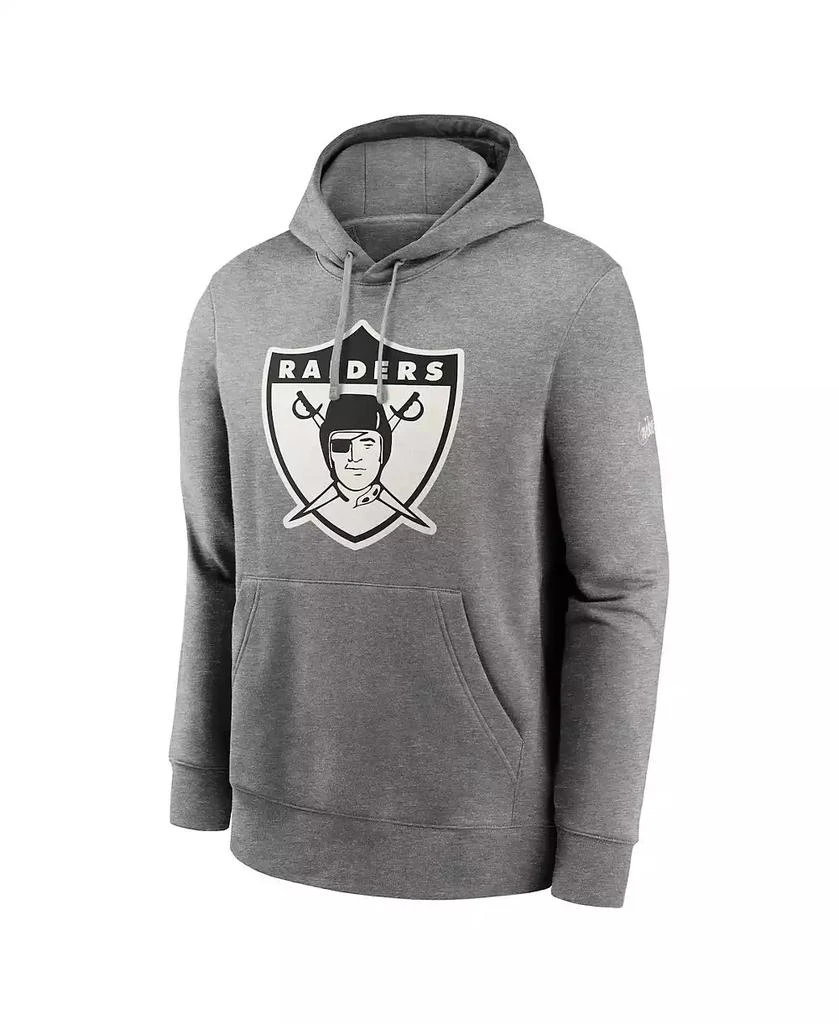 NIKE Men's Heathered Gray Oakland Raiders Rewind Club Fleece Pullover Hoodie 3