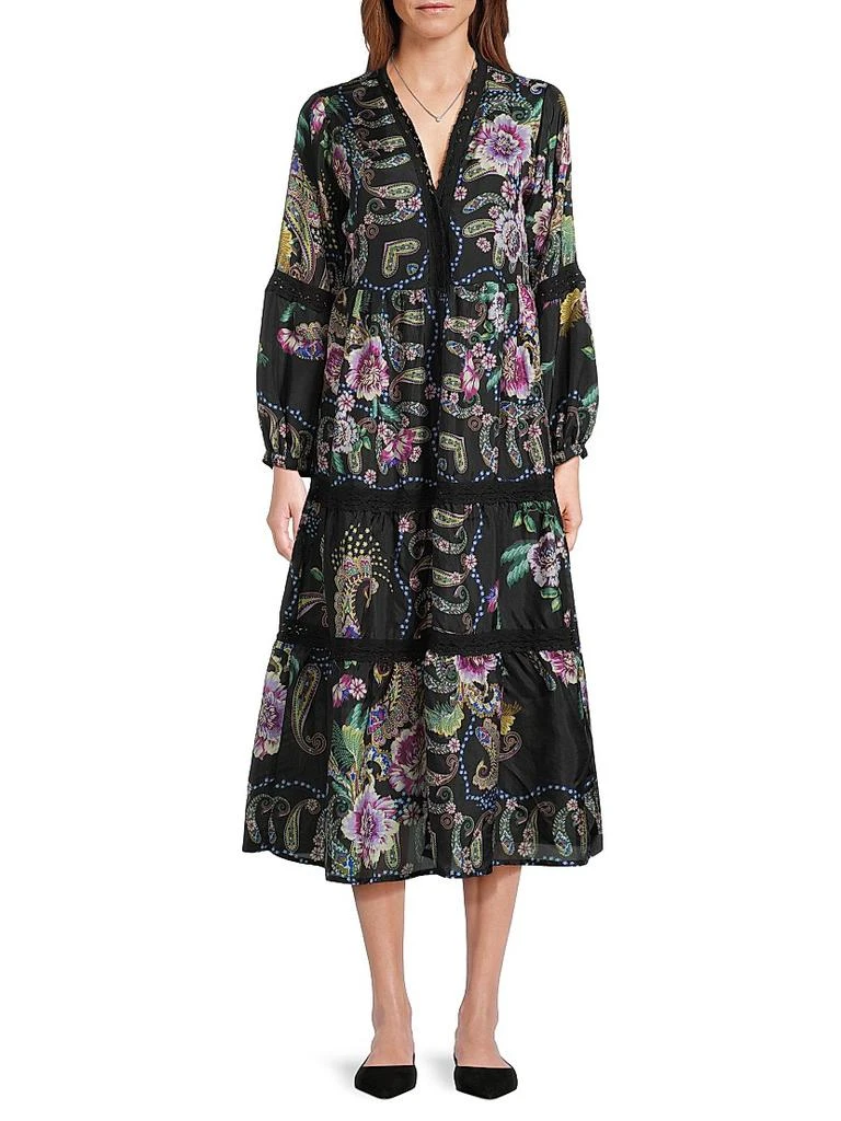 Johnny Was Leda Floral Silk V-Neck Maxi Dress 3