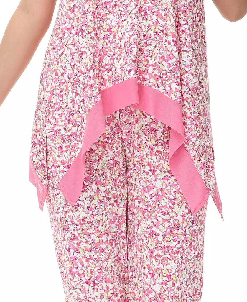 Lori Goldstein Women's Printed Short Sleeve Tunic with Pant Pajama Set 7