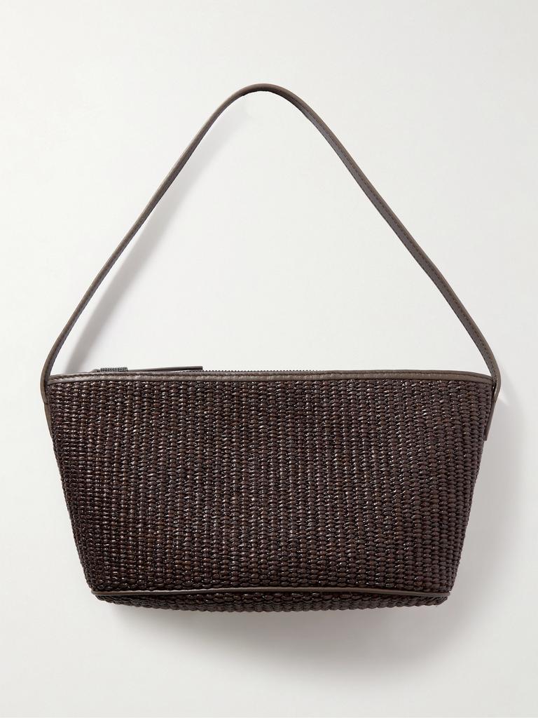 Brunello Cucinelli HOBO BRIOCHE BAG IN GREY/SAGE GREEN SUEDE